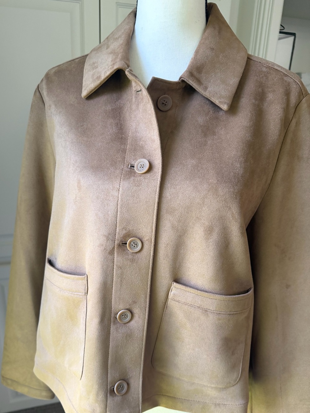 NWT Melrose and Market Cropped Suede Jacket in Camel Brown - Picture 3 of 8